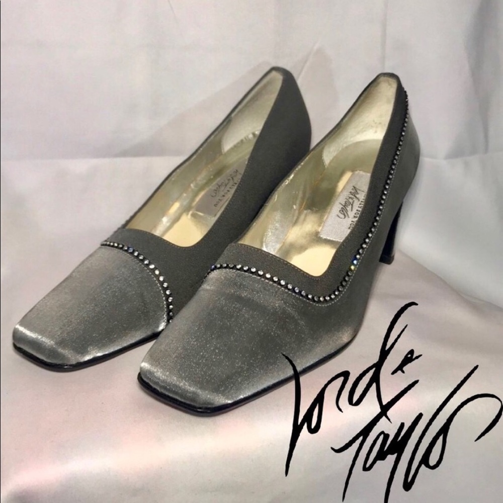 Lord & Taylor | Satin Embellished Stacked Heel